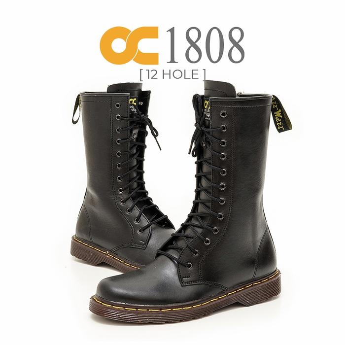 SEPATU DOCMART BAHAN KULIT PRIA MOTORAN TOURING ORIGINAL OC 12 HOLE