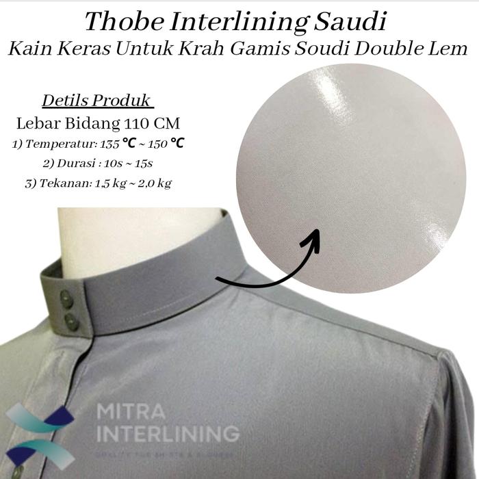 Kain Keras Full Lem Bulak Balik Gamis Saudi Arab 2 Face Fusible Thobe