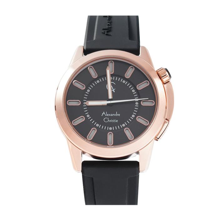 ALEXANDRE CHRISTIE AC 8632 / AC 8632PRIA ROSEGOLD BLACK RUBER ORIGINAL Quartz Rubber Watch