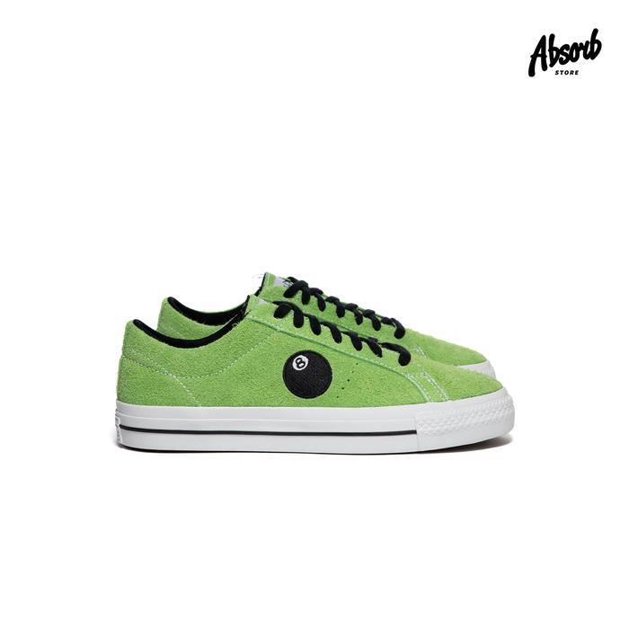 Converse One Star Pro OX x Stussy “8-Ball” (Green Flash/White)