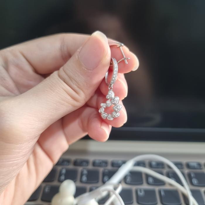 anting jepit wanita emas putih asli