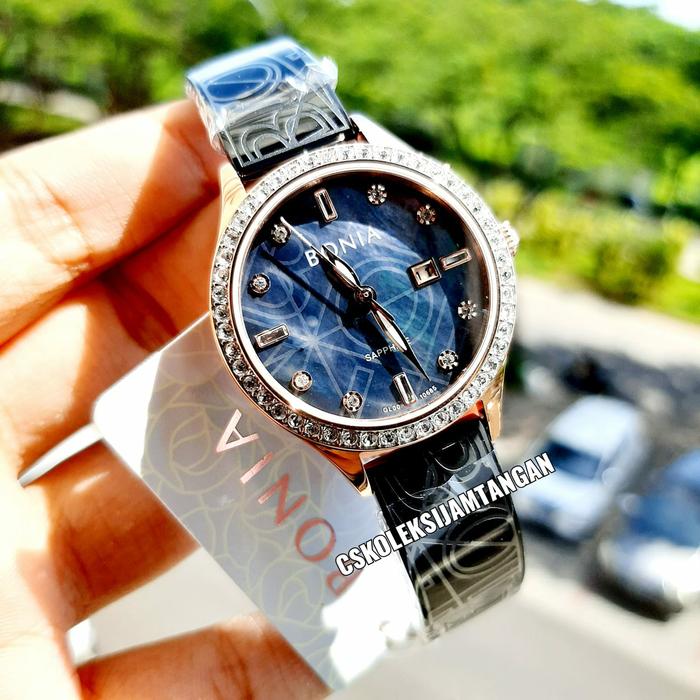 JAM TANGAN WANITA BONIA BNB10685-2037S SAPPHIRE BLACK ROSEGOLD ORIGINA