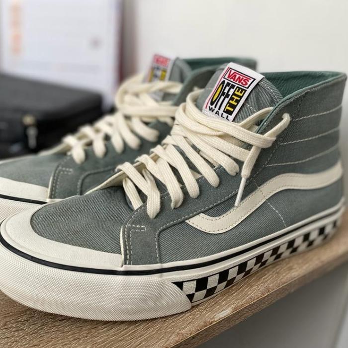 Vans Sepatu Hi Sk8 Original Mint Green Preloved Kondisi 99% Mulus Size 43/10 Insole 28 Casual Shoes
