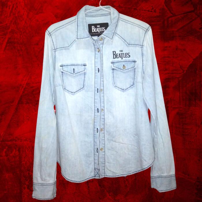Kemeja Denim The Beatles Jaket Button Up Shirt John Lennon NIRVANA