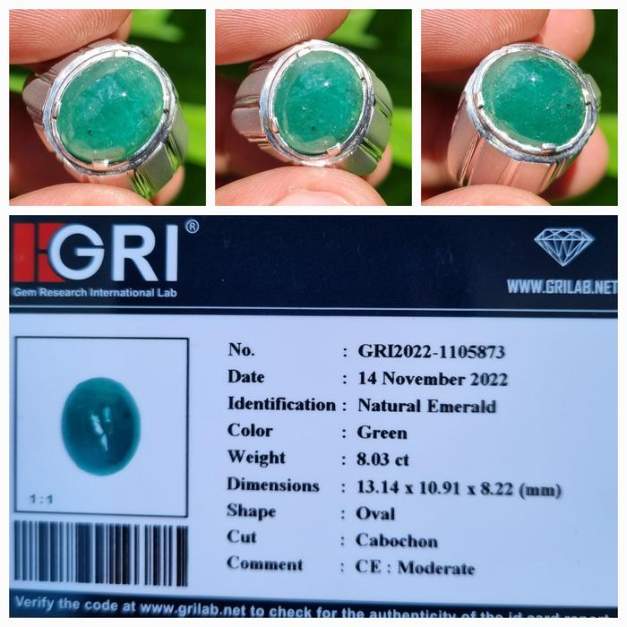 Batu Zamrud Cabochon Jamrud Emerald Memo 8.03 crt