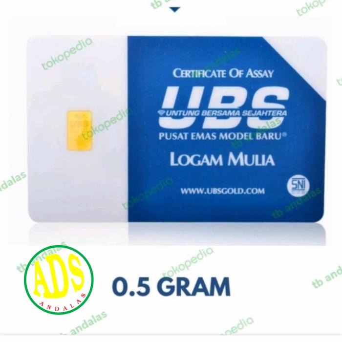Logam mulia LM emas 0.5 gram UBS antam 24k 999.9% sni