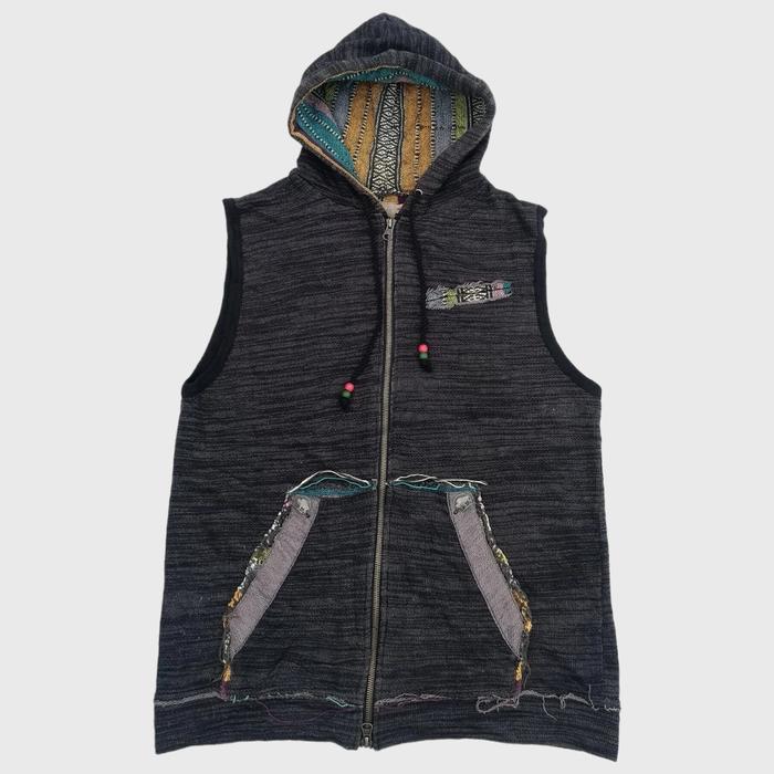 jaket rompi motif zipper hoodie power to the people