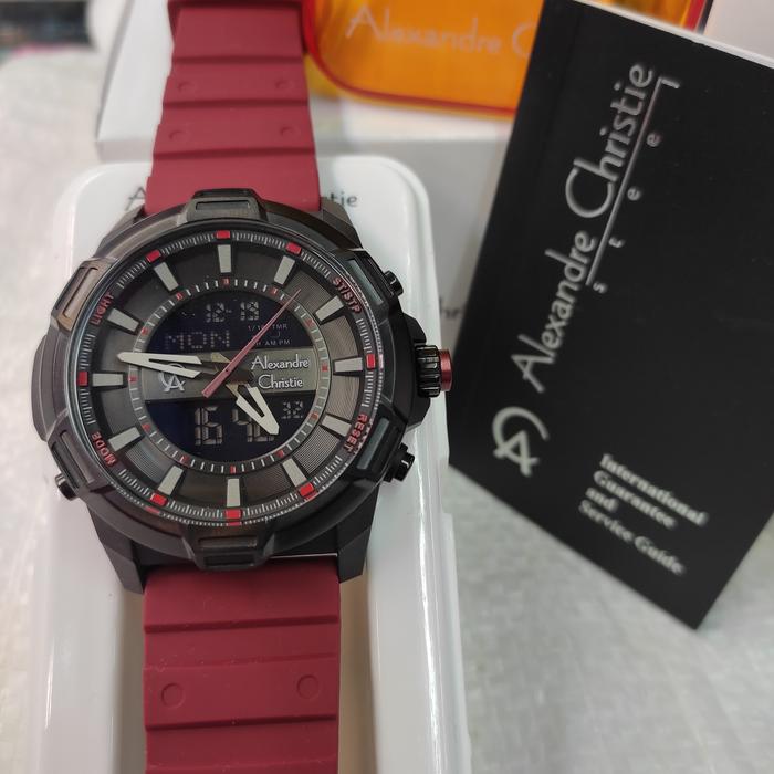 Jam PRIA ORIGINAL Alexandre Christie Ac 9375 MH Rubber All stainless