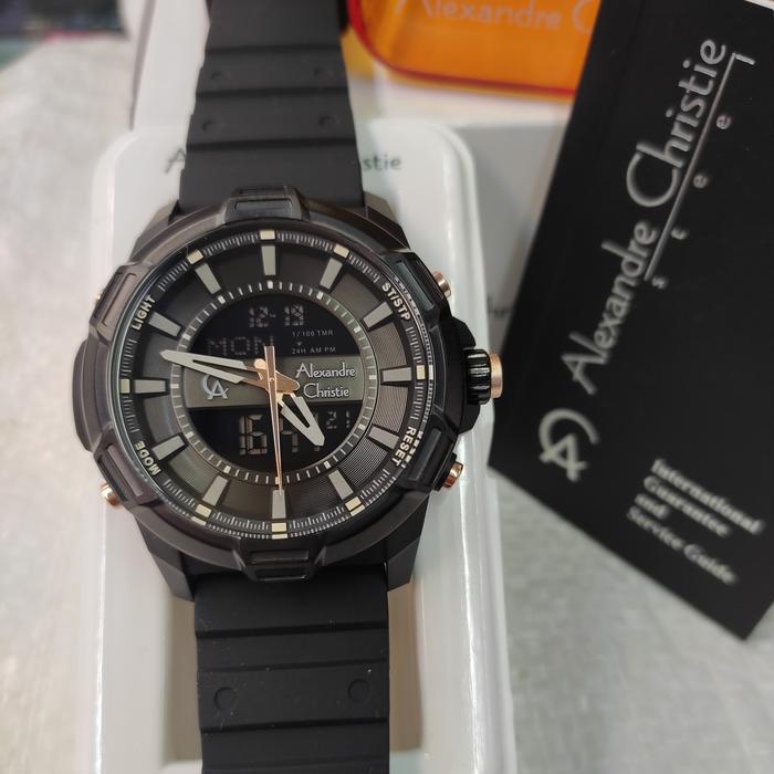 Jam PRIA ORIGINAL Alexandre Christie Ac 9375 MH Rubber Steel