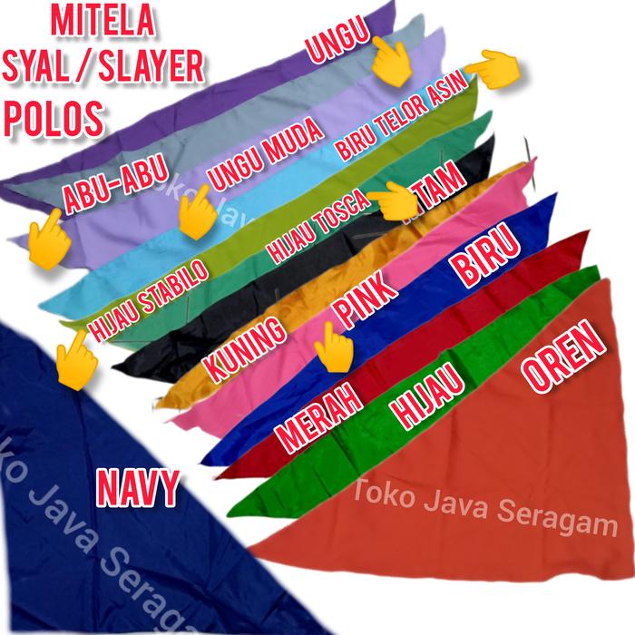 Mitela Polos Ungu Abu Biru Hijau Pink Ping Slayer Syal Katun Satin