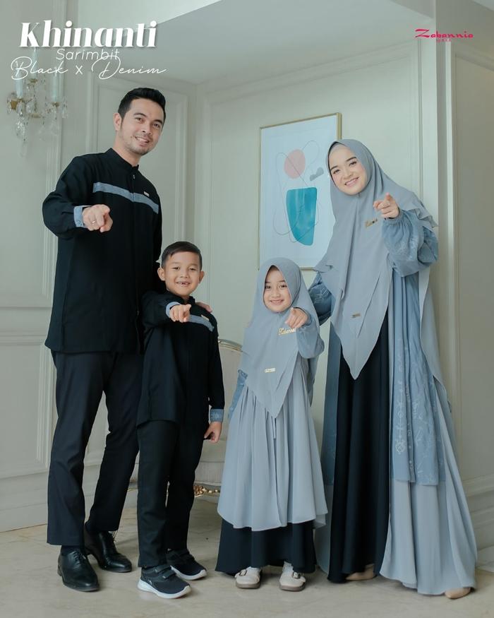 Baju Couple Keluarga + Zabania Sarimbit Khinanti Black x Denim + Ori