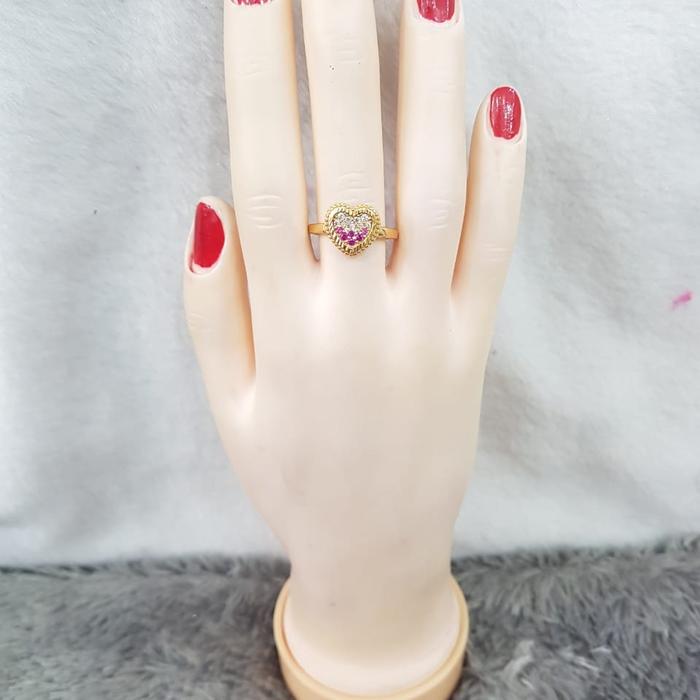 CP2749F298F Cincin model love permata pink putih emas kuning asli 16k