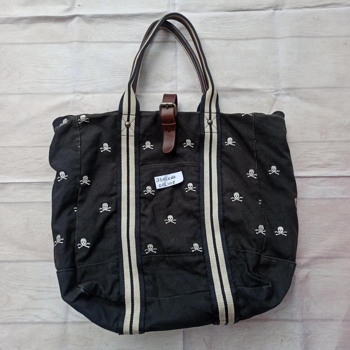 Ralph Lauren RUGBY skeleton totebag canvas mix leather