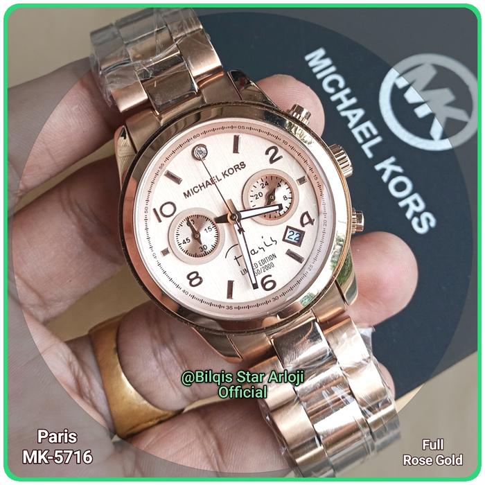 Jam Tangan Michael Kors Paris Wanita Tali Rantai Rose Gold Original