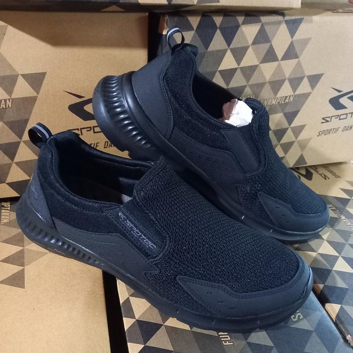 sepatu slip on pria Merk Spotec original alpine hitam polos
