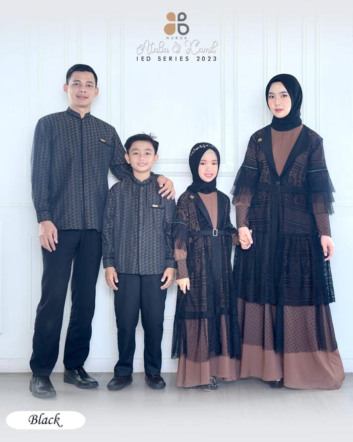 Baju Couple Keluarga + Nubua Sarimbit Atalia & Kamil Black + Original