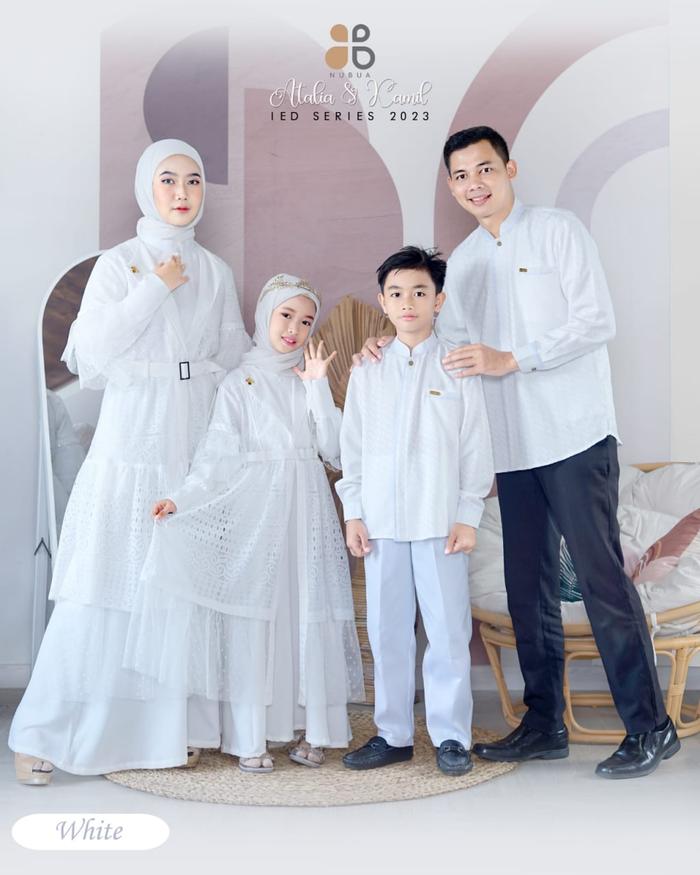 Baju Couple Keluarga Terbaru + Nubua Sarimbit Atalia & Kamil White