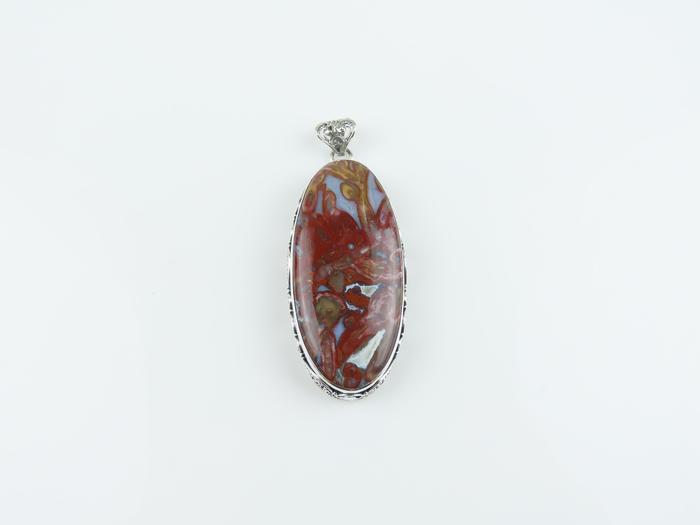 Liontin Jumbo Perak 925 dengan Permata Palm Root Agate