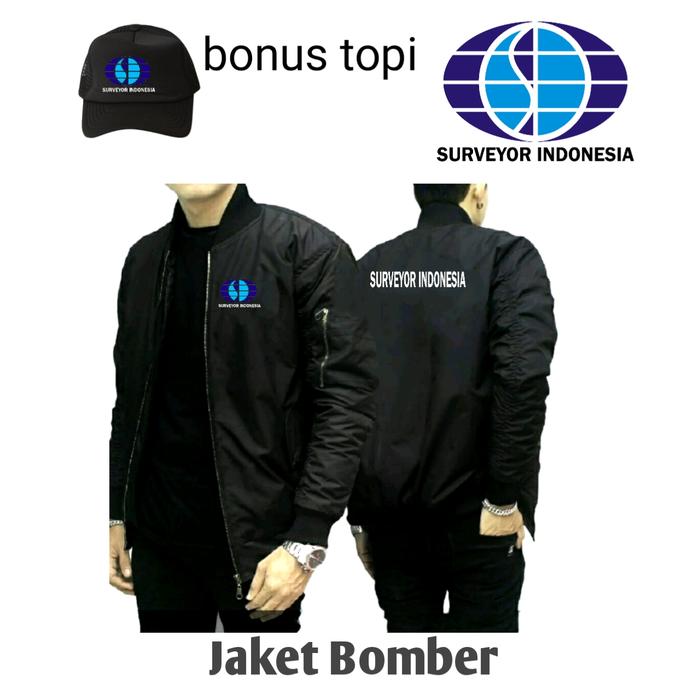jaket bomber surveyor Indonesia plus bonus topi Pria