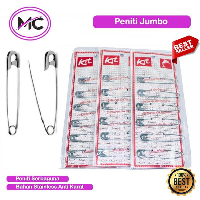 Peniti Besar Kecil Peniti Jilbab Cantel Kasur Jumbo Silver Tebal Kuat Kerudung Muslim Kasur