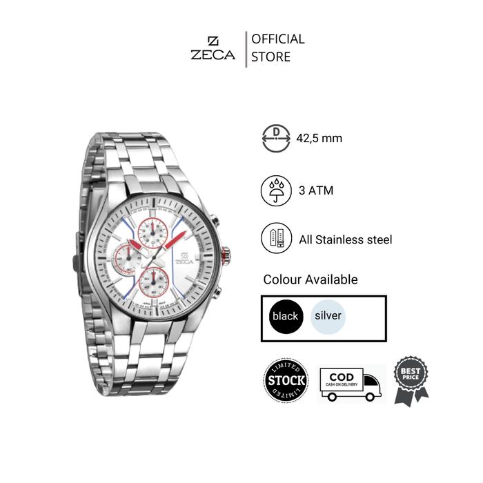 Zeca Jam Tangan Pria Stainles Analog Original 234M Silver