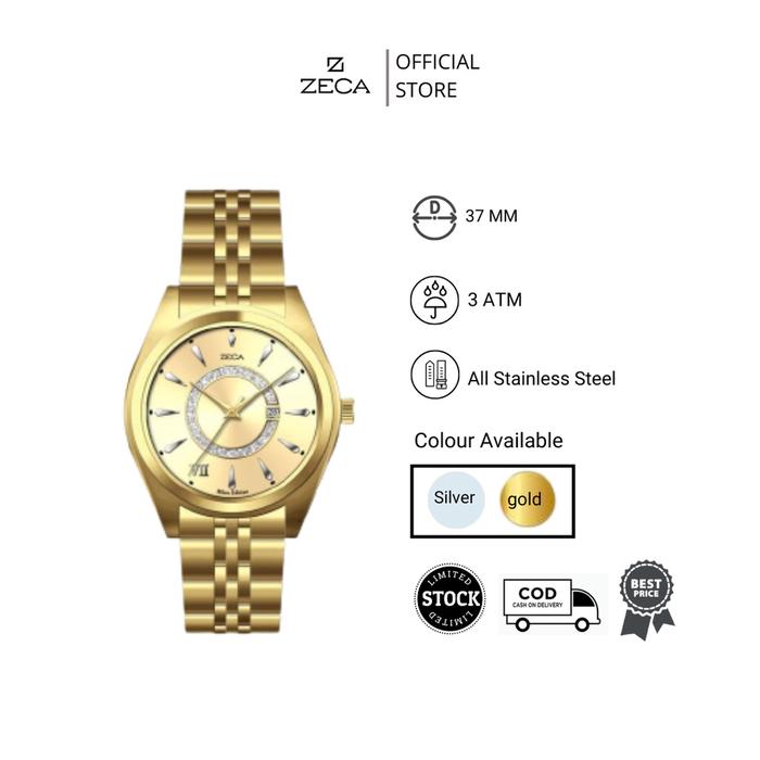 Zeca Jam Tangan Wanita Stainles Analog Original - 1003LA Gold