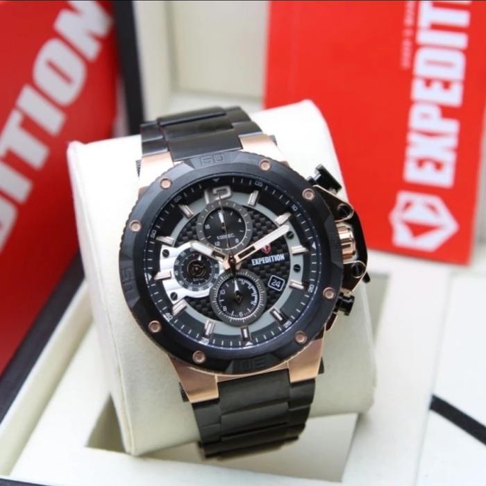 Expedition E 6751 E6751 Black Rosegold Pria Rantai ORIGINAL