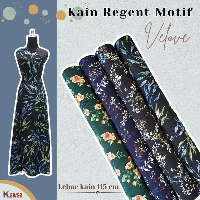 Bahan Kain Regent Motif Bunga Velove / kain regent kembang halus