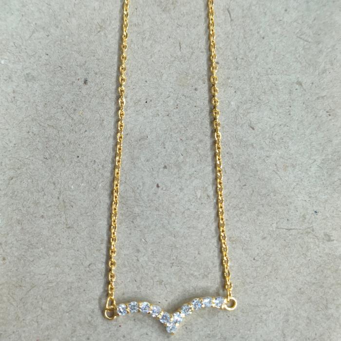 kalung nori anak V mata putih 2 gram emas muda