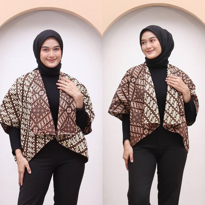 Outer Batik Blazer Bolak Balik Blazer motif Bunga Wanita Blazer Batik