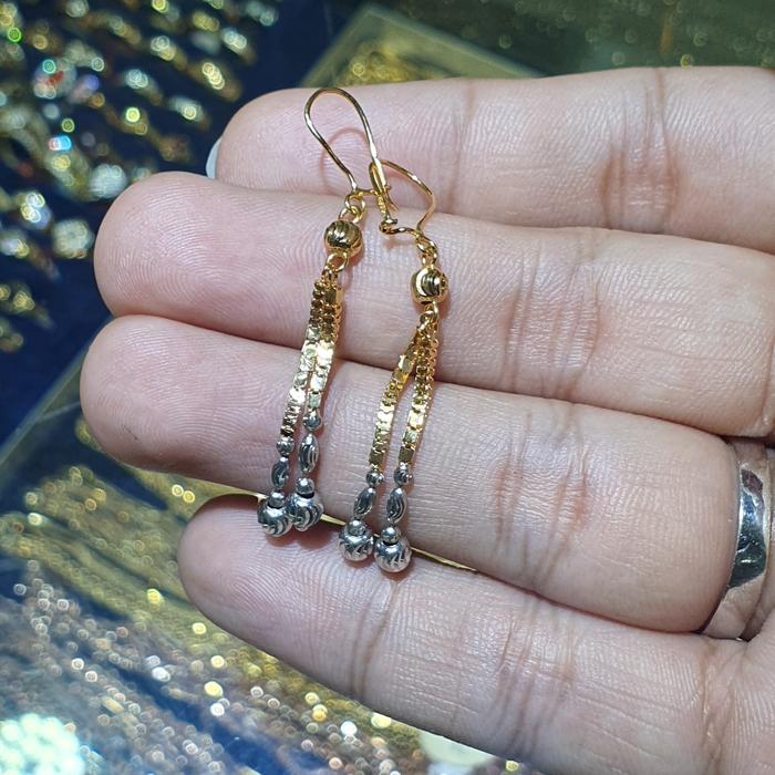 anting desi panjang italy kombinasi warna emas 700