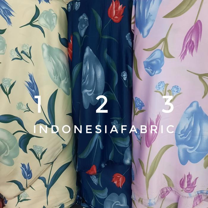 Kain Maxmara motif bahan bunga kembang besar tulip roberto gamis tunik