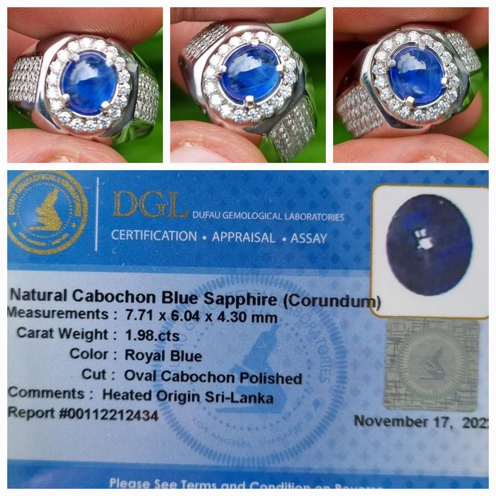 Batu Royal Blue Sapphire Ceylon Srilanka Memo DGL 1.98 crt