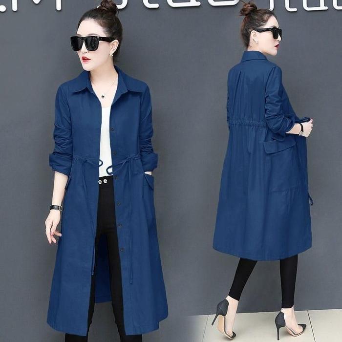 long cardigan wanita korea yolla bahan katun Stretch ld 100
