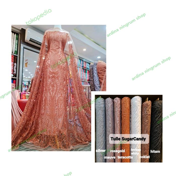 Kain tile brukat mewah/tile sugar candy/tile candy swaroski/swarovski