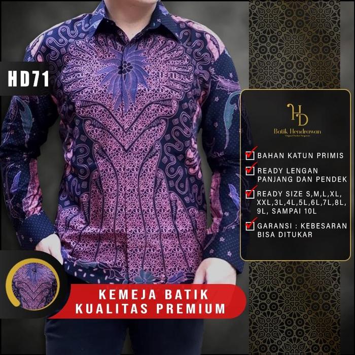 Batik Hendrawan Baju Kemeja Batik Pria Cowok Lengan Panjang Modern