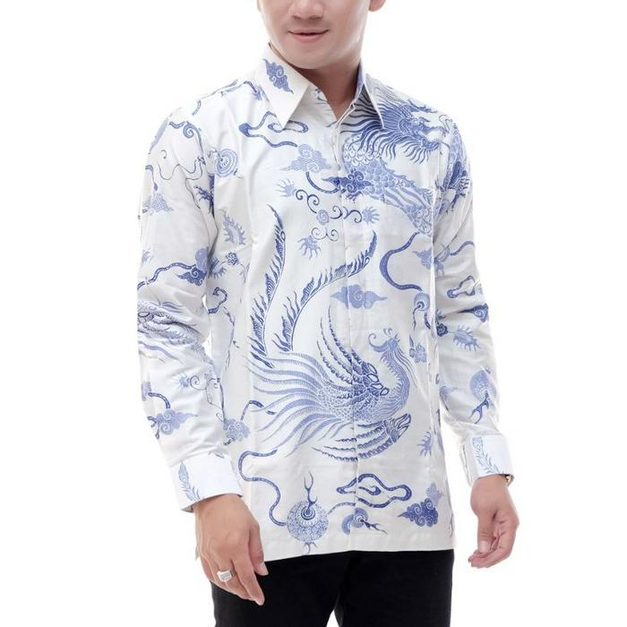 kemeja batik pria lengan panjang batik tulis berlapis furing AD801