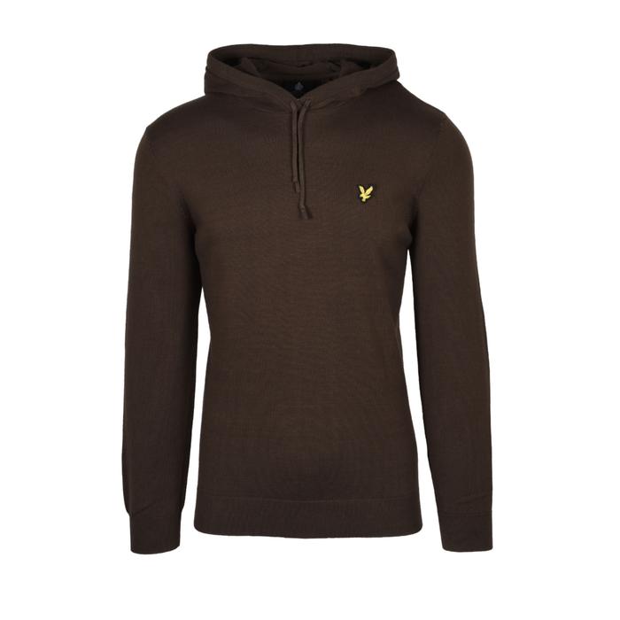 Lyle and Scott Knitted Hoodie Olive Original