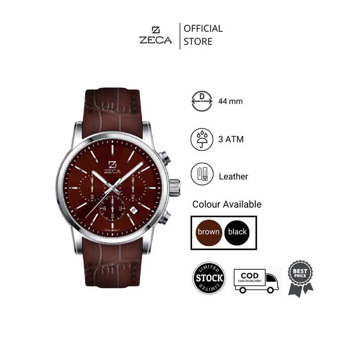 Zeca Watches Jam Tangan Pria Leather Analog Original 225M Brown