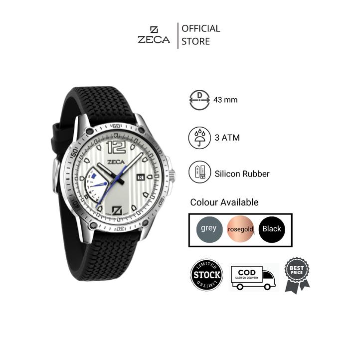 Zeca Watches Jam Tangan Pria Rubber Analog Original 215M Grey