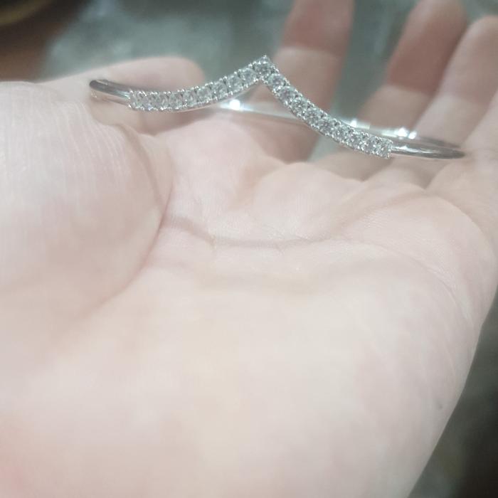 Bangle listring gelang oval solitaire diamond look emas asli putih ubs