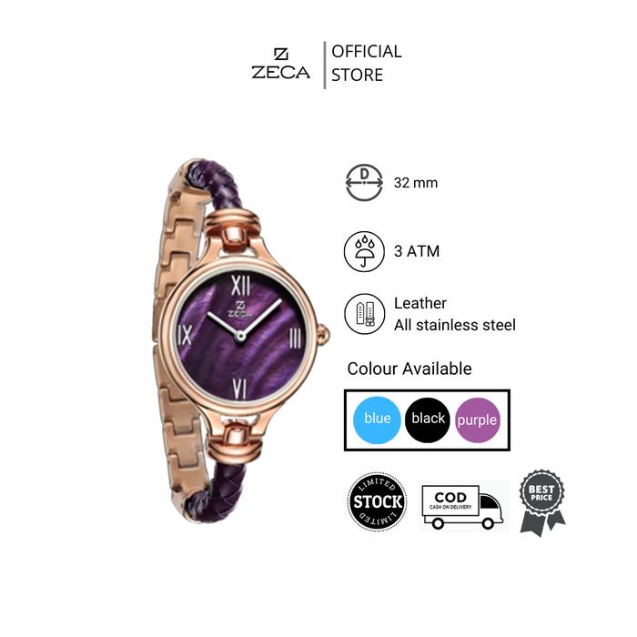 Zeca Watches Jam Tangan Wanita Leather Analog Original 147L Purple