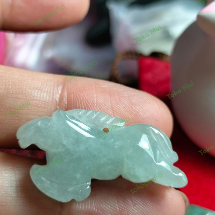 Kalung Liontin Batu Giok Burma Shio Kuda + sertifikat