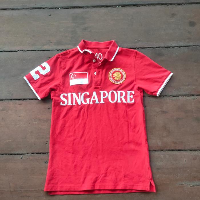 baju T-shirt GIORDANO kids original seri Singapore red size M