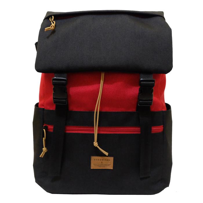 Tas Evrawood Milwaukee Backpack - Red in Black / Tas Ransel