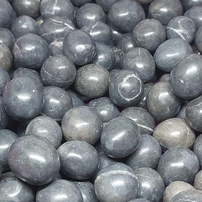 Liontin kalung batu jasper tapak jalak hitam murah / bulat dan telur