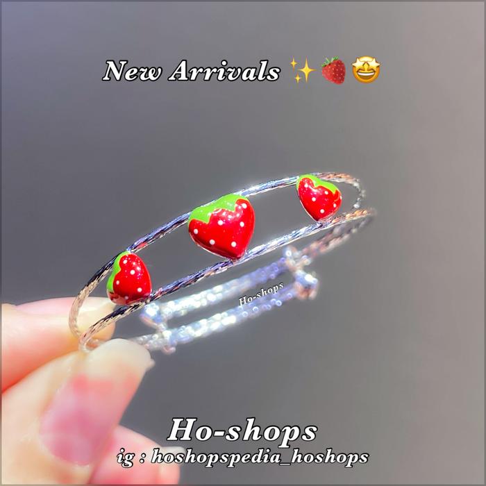 Gelang Anak Bangle Strawberry Mas Putih Kadar 750 Asli Emas