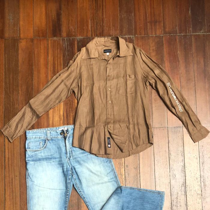 PRELOVED EMPORIO ARMANI BROWN SHIRT/BAJU KEMEJA PRIA