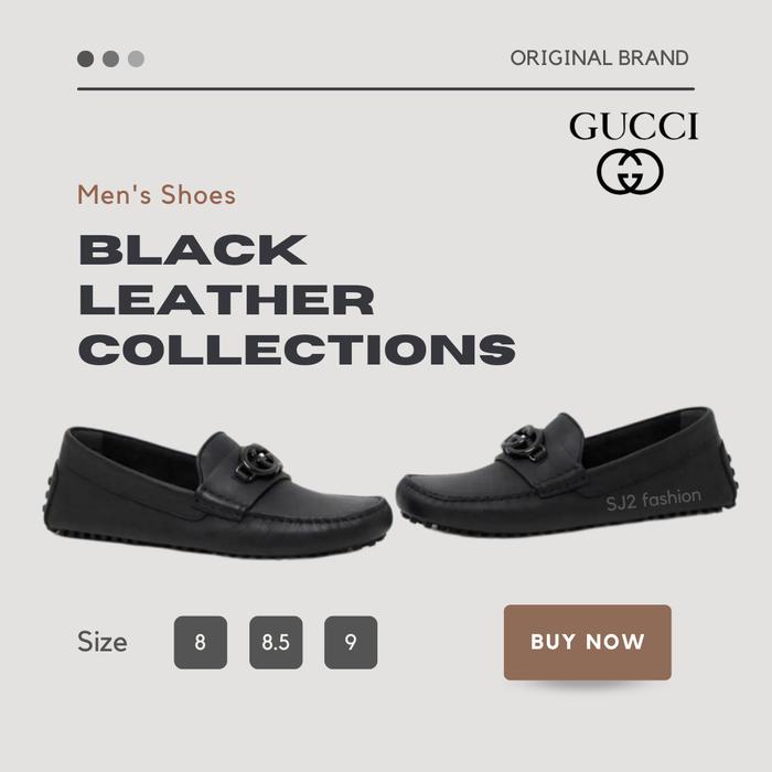 Sepatu Pria Shoes Gucci GG men Driver Interlocking G leather Original