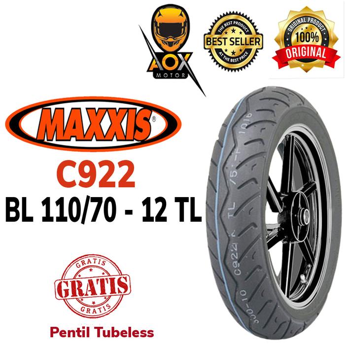 Ban luar motor matic 110/70-12 MAXXIS C922 tubeless, GRATIS cop tbls
